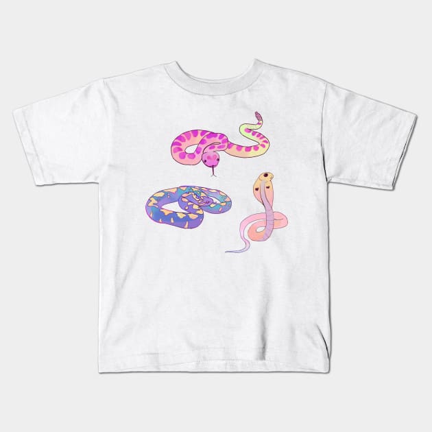 Cute watercolor snake sticker pack Kids T-Shirt by Mayarart